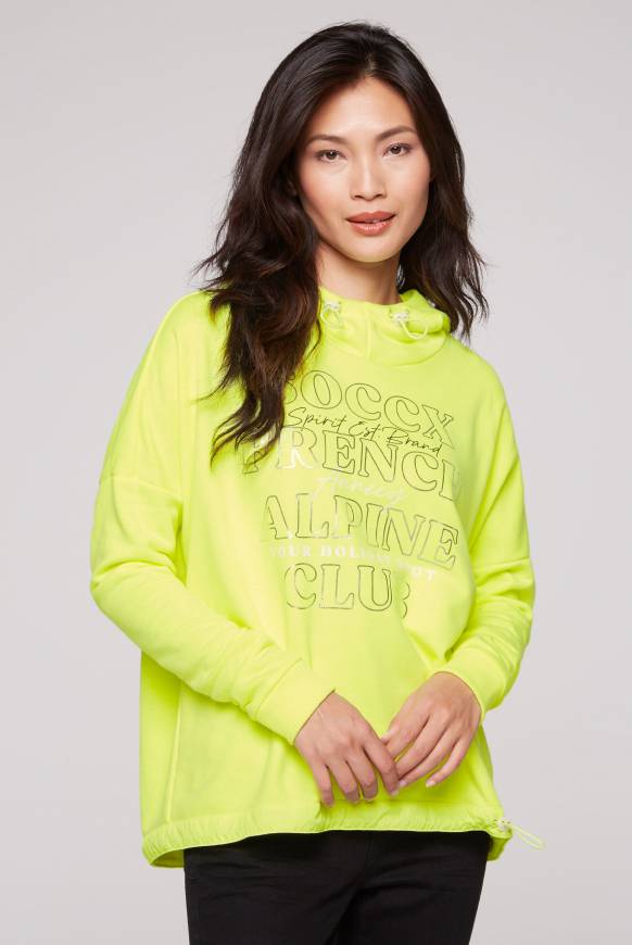 Soccx Sweatshirt mit Kapuze und Print Artwork yellow lime Preisnachlass