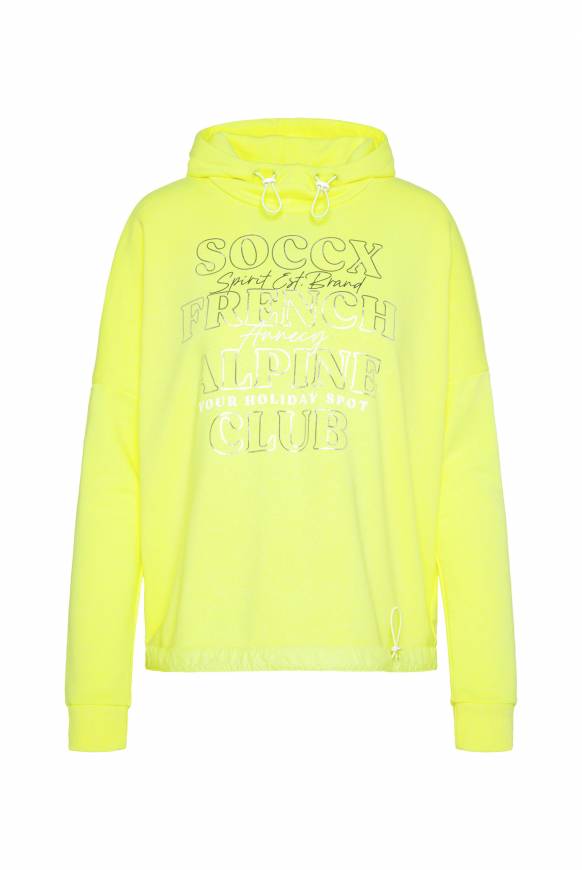 Soccx Sweatshirt mit Kapuze und Print Artwork yellow lime Preisnachlass