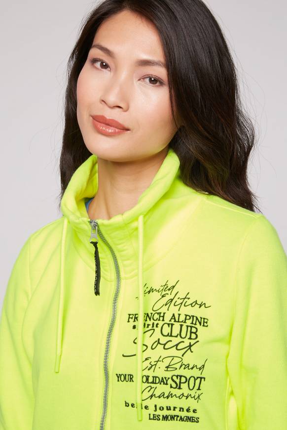Soccx Lange Sweatjacke mit hohem Kragen yellow lime Saisonschlussverkauf