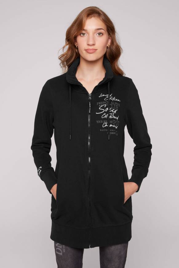 Soccx Lange Sweatjacke mit hohem Kragen black Black Friday