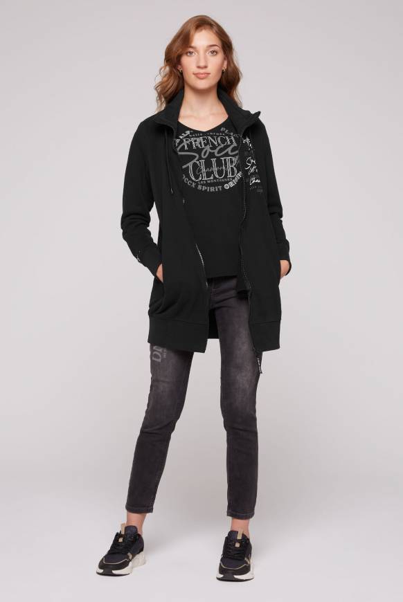 Soccx Lange Sweatjacke mit hohem Kragen black Black Friday
