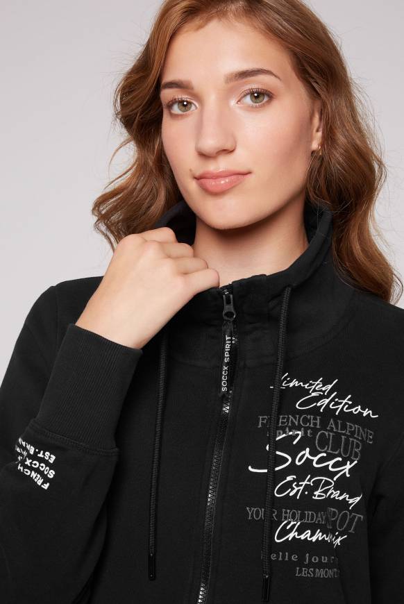 Soccx Lange Sweatjacke mit hohem Kragen black Black Friday