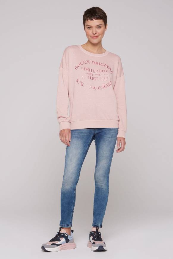 Soccx Sweatshirt mit Ausbrenner-Effekten und Print rose blush Cyber Monday