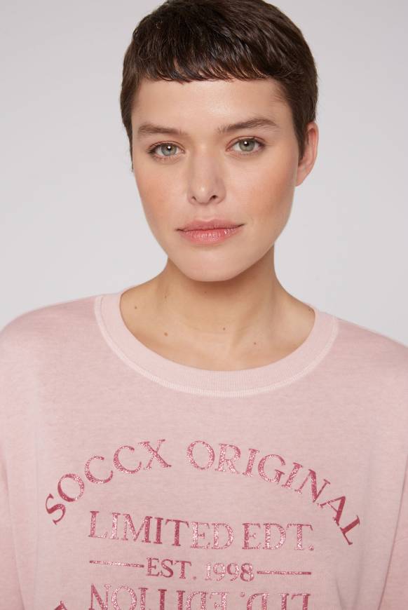 Soccx Sweatshirt mit Ausbrenner-Effekten und Print rose blush Cyber Monday