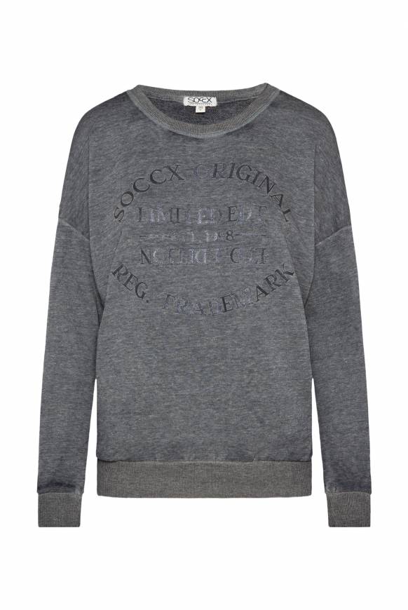 Soccx Sweatshirt mit Ausbrenner-Effekten und Print blue navy Weihnachtsangebot