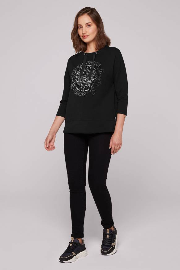 Soccx Shirt mit Stehkragen und Artwork black Muttertagsangebot