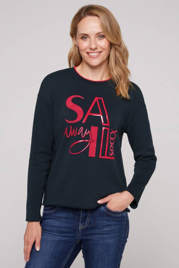 Soccx Bonded Sweatshirt mit Glossy-Print blue navy Lagerräumung
