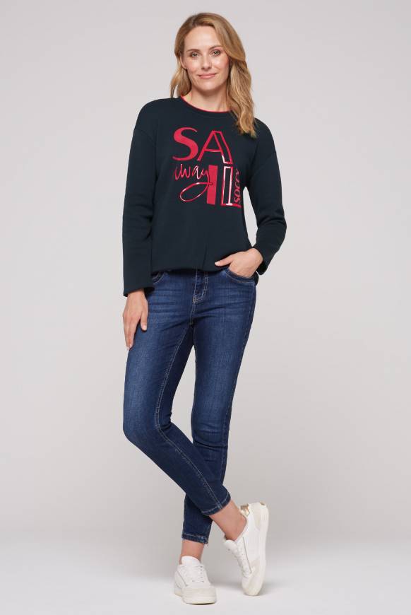 Soccx Bonded Sweatshirt mit Glossy-Print blue navy Lagerräumung