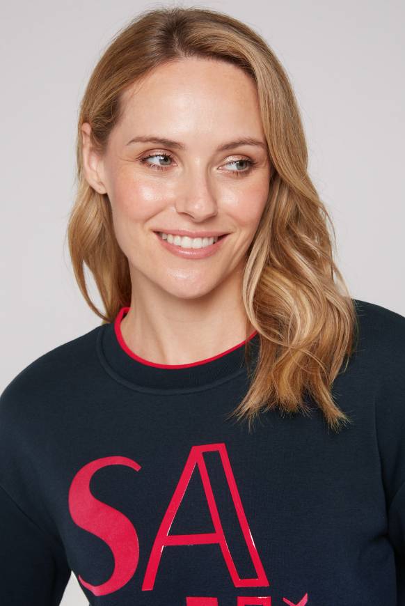 Soccx Bonded Sweatshirt mit Glossy-Print blue navy Lagerräumung