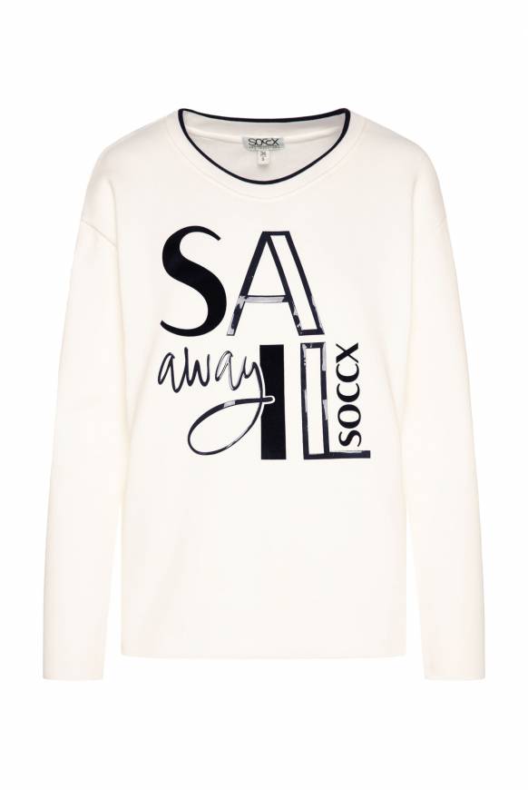 Soccx Bonded Sweatshirt mit Glossy-Print ivory Heißer Verkauf