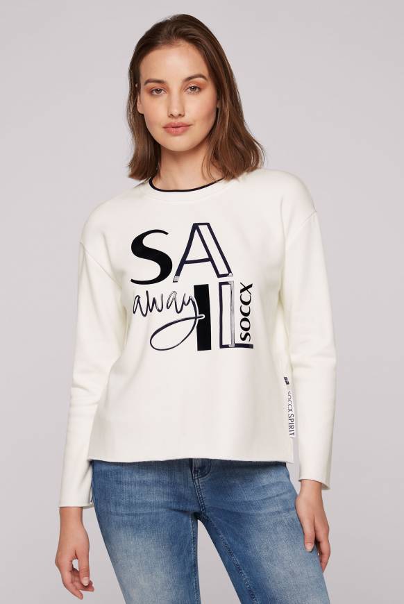 Soccx Bonded Sweatshirt mit Glossy-Print ivory Heißer Verkauf