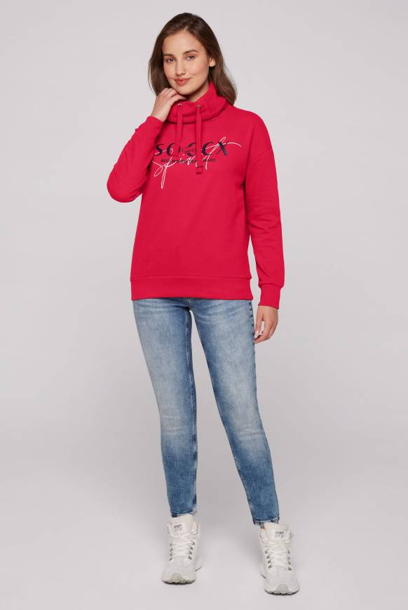 Soccx Sweatshirt mit hohem Kragen und Logo Print clear red Top Angebot