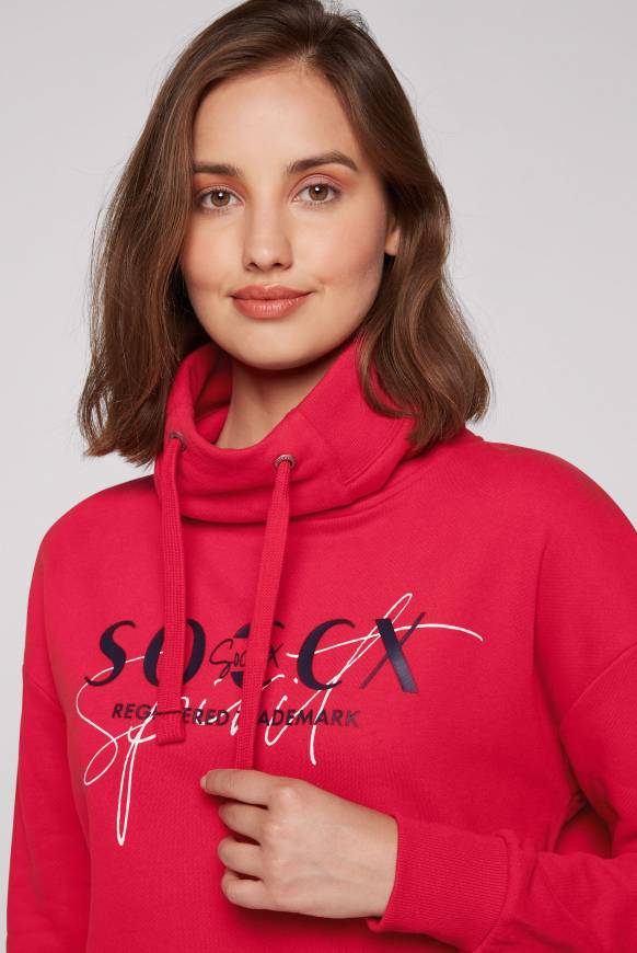 Soccx Sweatshirt mit hohem Kragen und Logo Print clear red Top Angebot