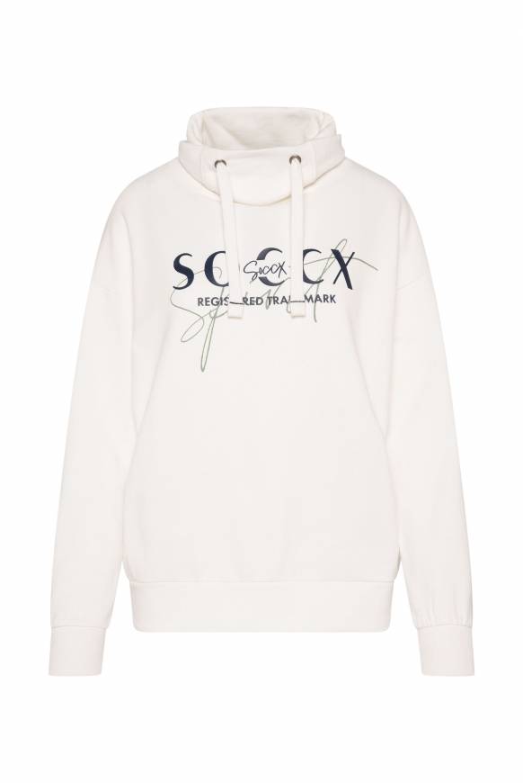 Soccx Sweatshirt mit hohem Kragen und Logo Print ivory Neueste Mode