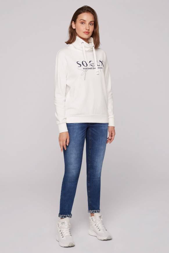Soccx Sweatshirt mit hohem Kragen und Logo Print ivory Neueste Mode