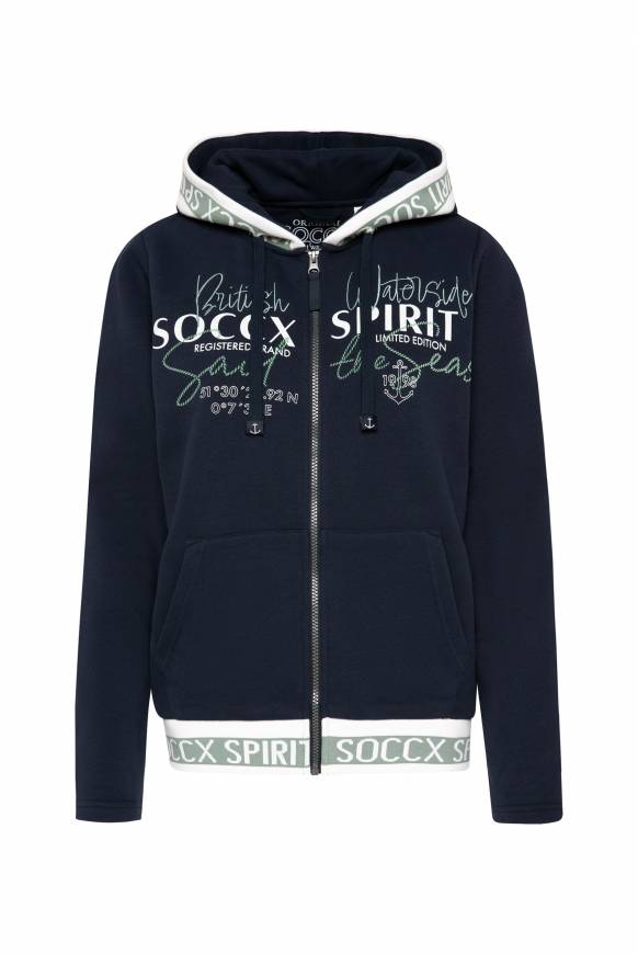 Soccx Kapuzensweatjacke mit Intarsia-Logo-Details blue navy Online Outlet