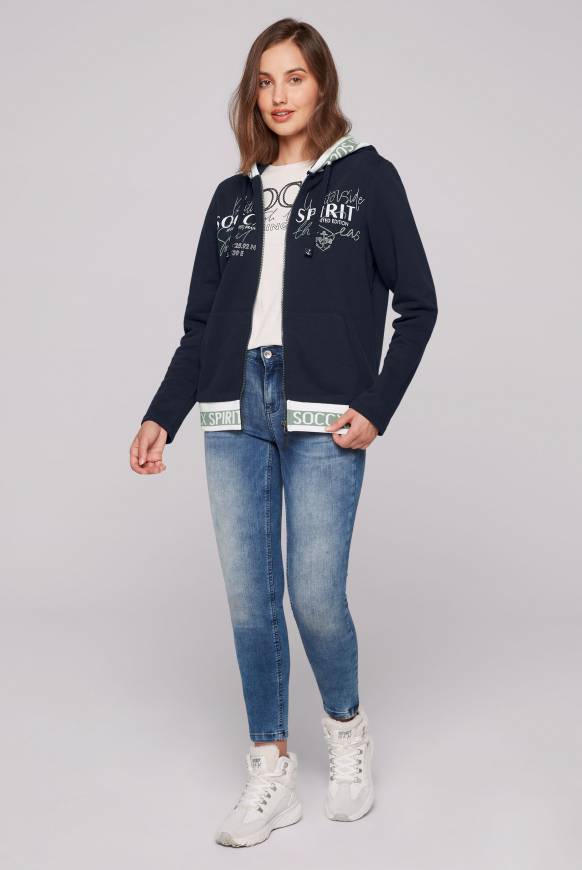 Soccx Kapuzensweatjacke mit Intarsia-Logo-Details blue navy Online Outlet