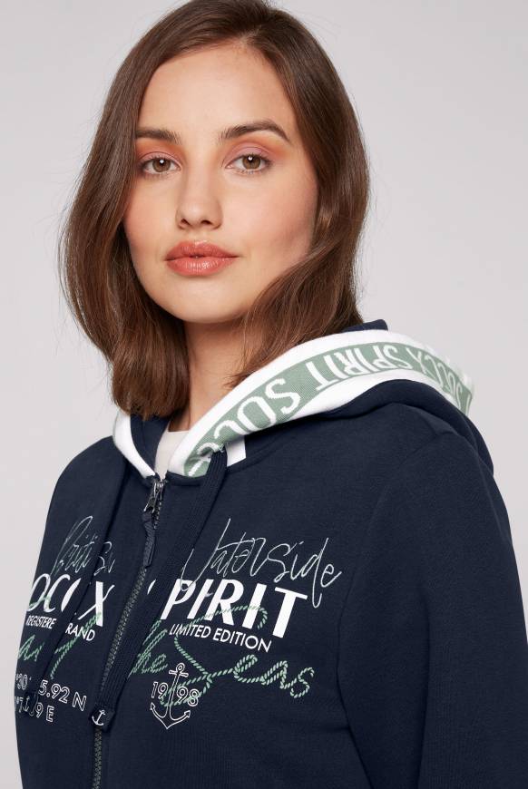Soccx Kapuzensweatjacke mit Intarsia-Logo-Details blue navy Online Outlet