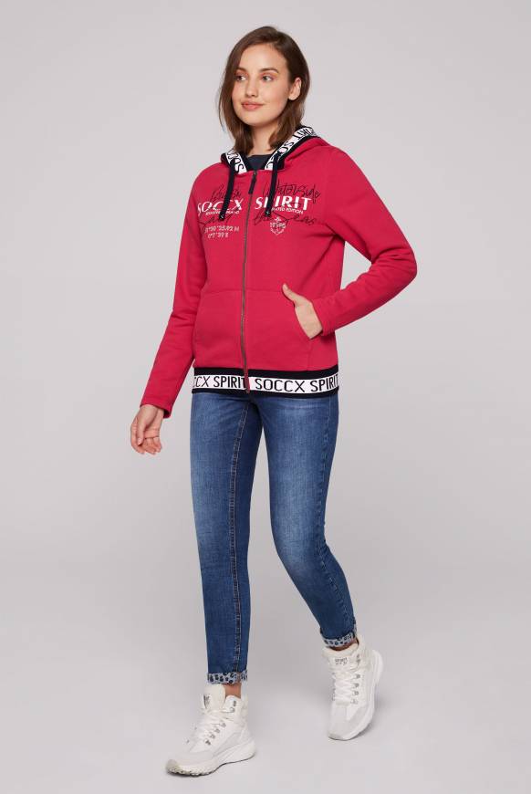 Soccx Kapuzensweatjacke mit Intarsia-Logo-Details clear red Zeitlich begrenztes Angebot