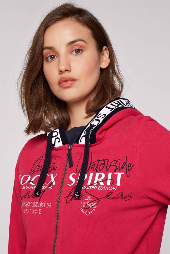 Soccx Kapuzensweatjacke mit Intarsia-Logo-Details clear red Zeitlich begrenztes Angebot