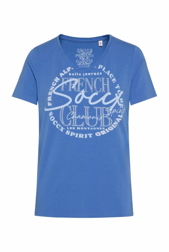 Soccx T-Shirt mit V-Ausschnitt und Print vividblue Exklusive Angebote