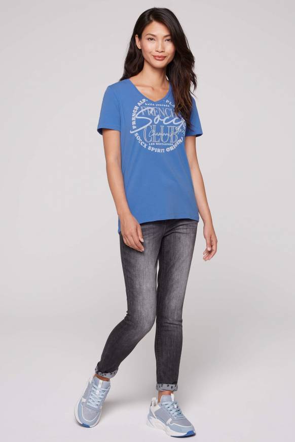 Soccx T-Shirt mit V-Ausschnitt und Print vividblue Exklusive Angebote