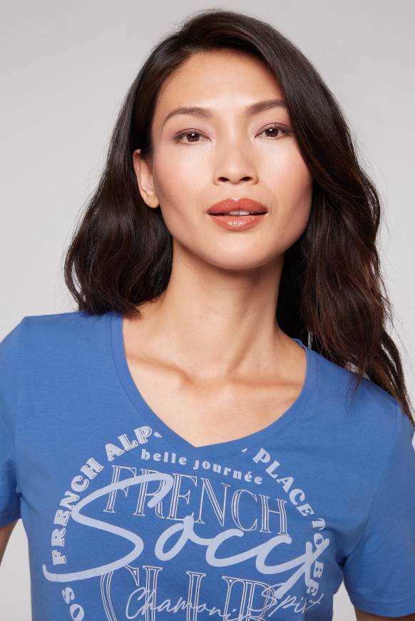 Soccx T-Shirt mit V-Ausschnitt und Print vividblue Exklusive Angebote