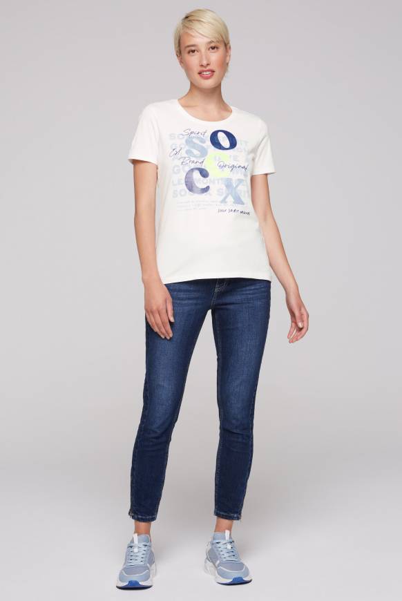 Soccx T-Shirt mit Rundhalsausschnitt und Print ivory Blitzangebot