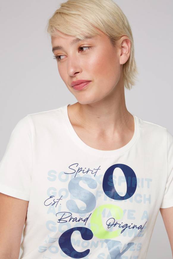 Soccx T-Shirt mit Rundhalsausschnitt und Print ivory Blitzangebot
