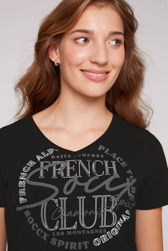 Soccx T-Shirt mit V-Ausschnitt und Print black Neuheiten