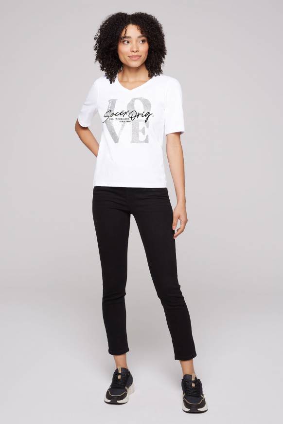 Soccx T-Shirt mit V-Ausschnitt und Print opticwhite Riesige Ersparnisse