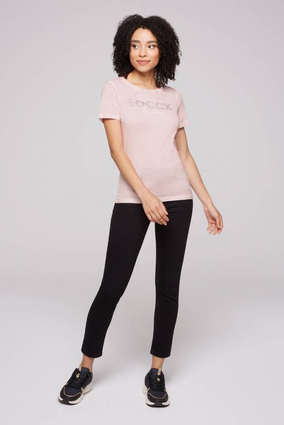 Soccx Basic Logo T-Shirt Oil Dyed rose blush VIP-Rabatte