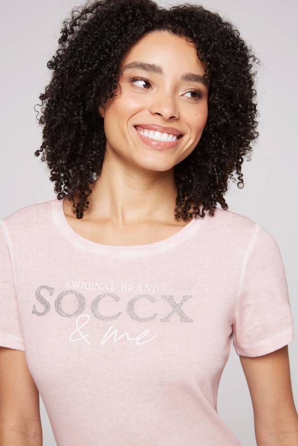 Soccx Basic Logo T-Shirt Oil Dyed rose blush VIP-Rabatte