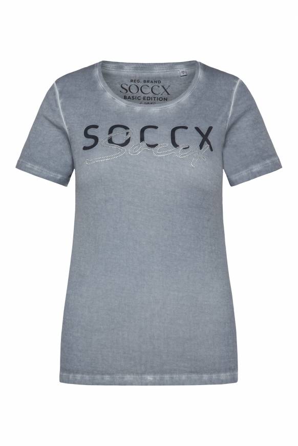 Soccx Basic Logo T-Shirt Oil Dyed cold grey Tiefpreis