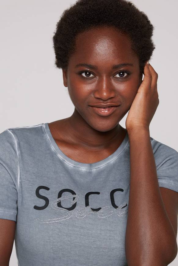 Soccx Basic Logo T-Shirt Oil Dyed cold grey Tiefpreis