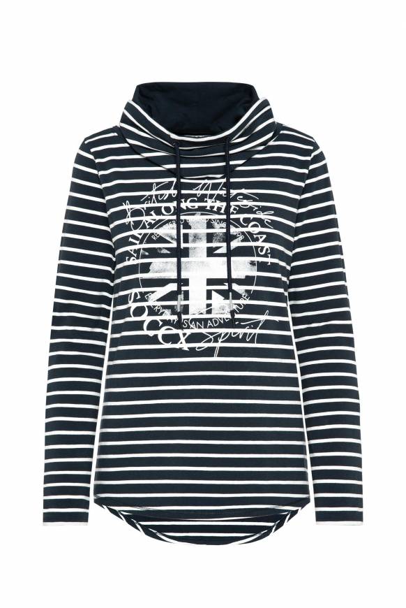 Soccx Ringelshirt mit hohem Kragen und Rubber-Artwork blue navy JETZT KAUFEN