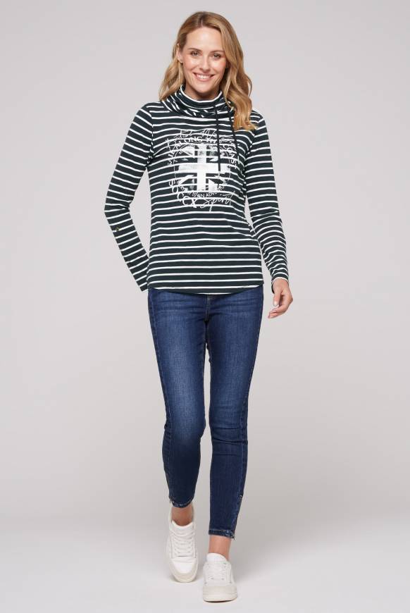 Soccx Ringelshirt mit hohem Kragen und Rubber-Artwork blue navy JETZT KAUFEN