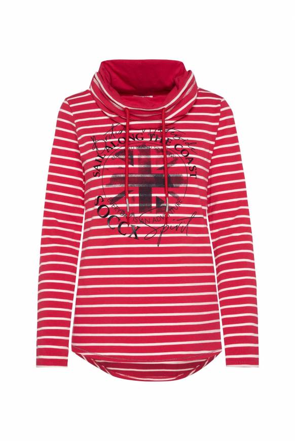 Soccx Ringelshirt mit hohem Kragen und Rubber-Artwork clear red Neueste Stile