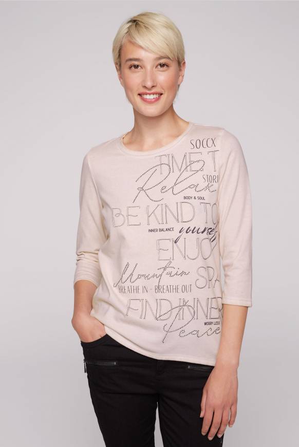 Soccx Shirt mit Wording Print und Schmucksteinen rose blush Zeitbegrenzte Promotion