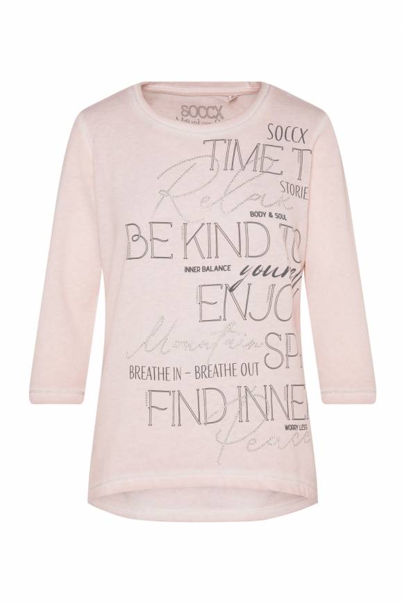Soccx Shirt mit Wording Print und Schmucksteinen rose blush Zeitbegrenzte Promotion