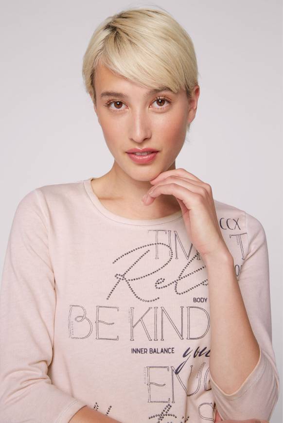 Soccx Shirt mit Wording Print und Schmucksteinen rose blush Zeitbegrenzte Promotion