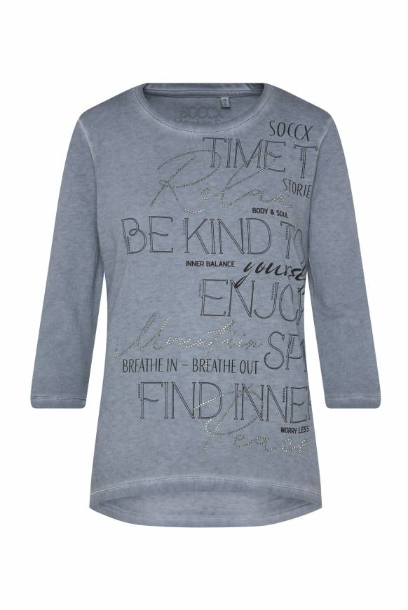 Soccx Shirt mit Wording Print und Schmucksteinen cold grey Bis zu 50% Rabatt