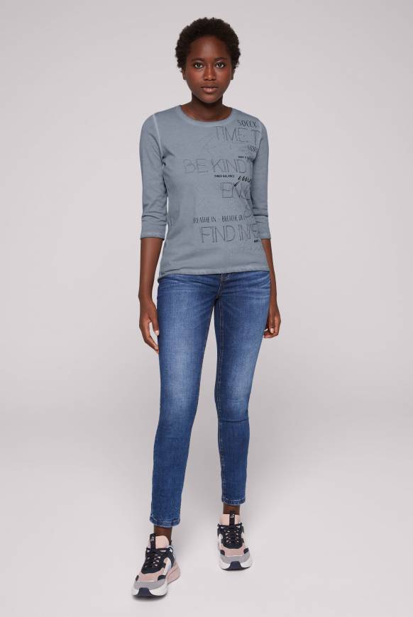 Soccx Shirt mit Wording Print und Schmucksteinen cold grey Bis zu 50% Rabatt