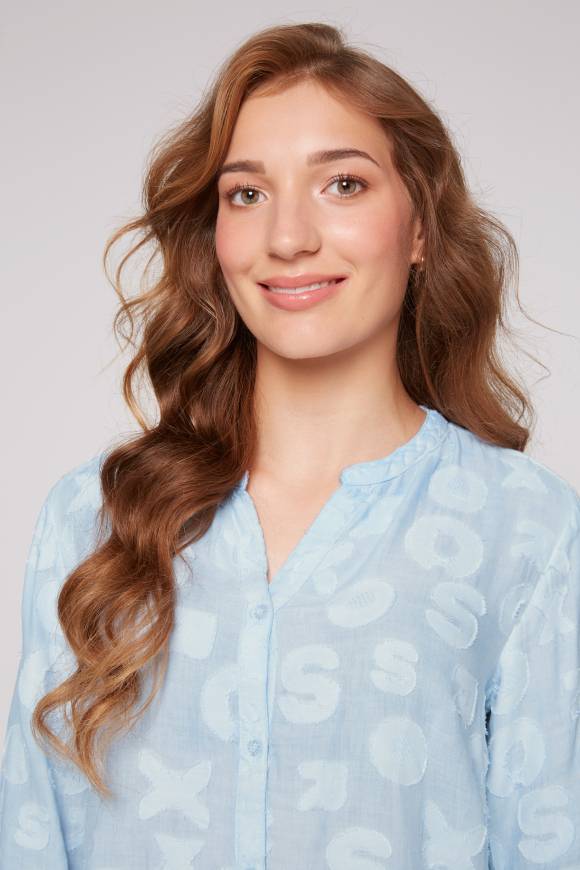 Soccx Bluse Oil Dyed mit Intarsia-Muster cool blue Bis zu 65% Rabatt