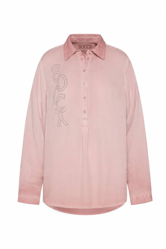 Soccx Longbluse Oil Dyed mit Logo aus Schmucksteinen rose blush Nur für heute