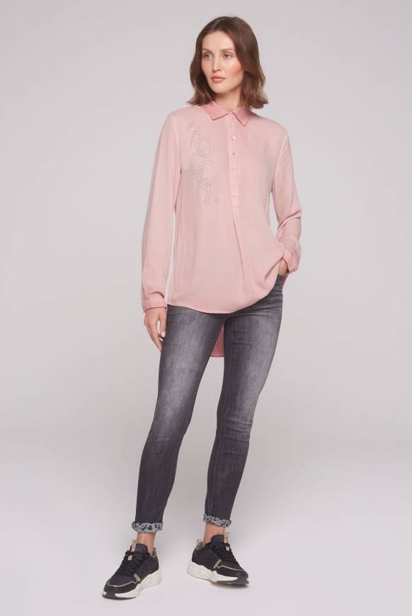 Soccx Longbluse Oil Dyed mit Logo aus Schmucksteinen rose blush Nur für heute