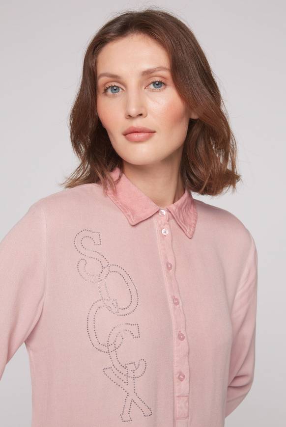Soccx Longbluse Oil Dyed mit Logo aus Schmucksteinen rose blush Nur für heute