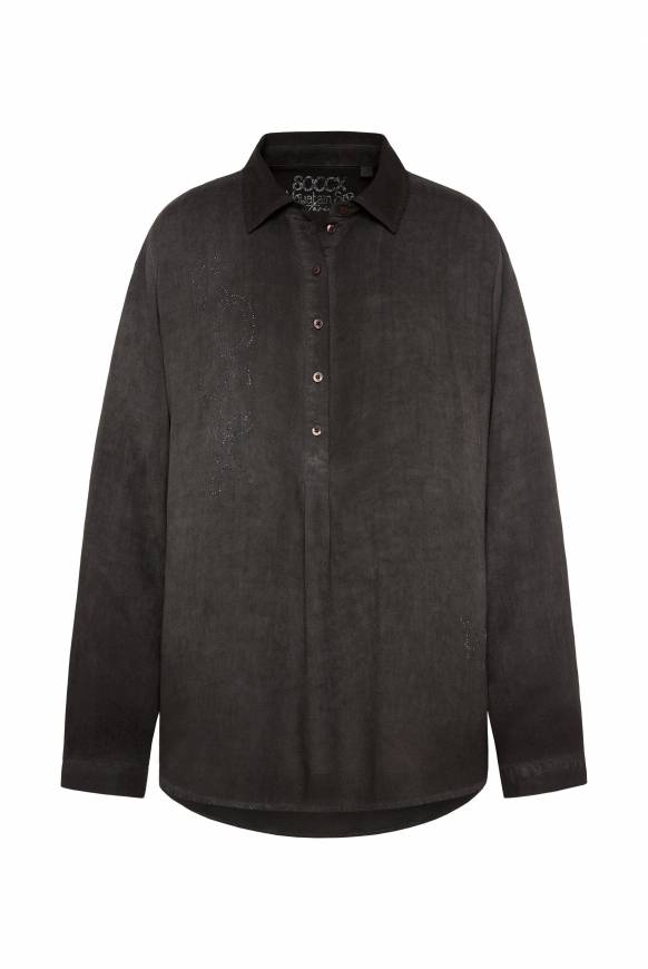 Soccx Longbluse Oil Dyed mit Logo aus Schmucksteinen black Sonderangebot der Fabrik