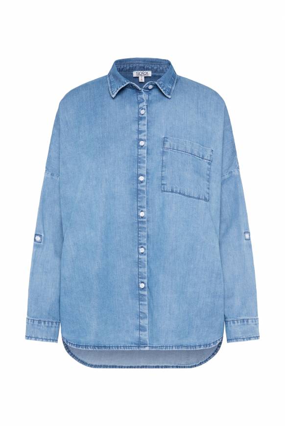 Soccx Oversized Denim-Bluse mit Print blue vintage Vierteljährliche Förderung