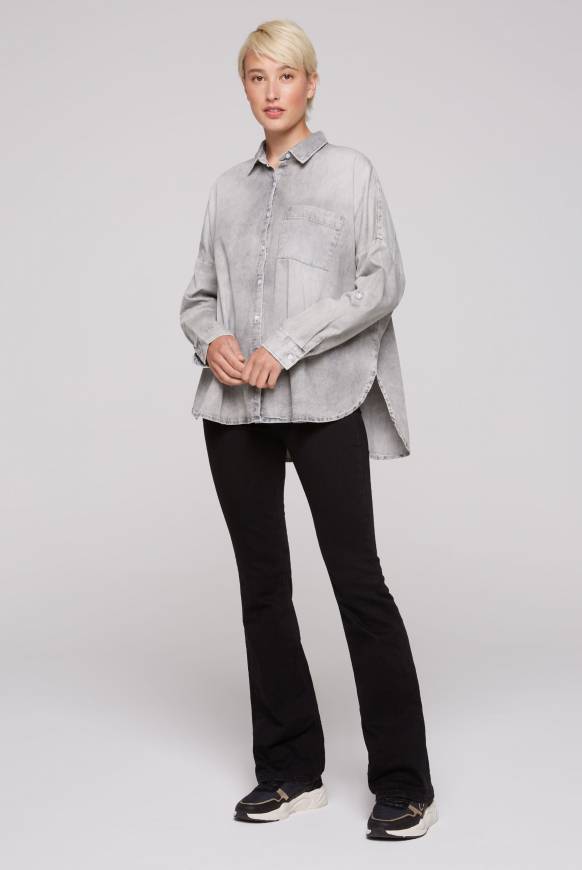 Soccx Oversized Denim-Bluse mit Print light grey bleached Bis zu 55% Rabatt